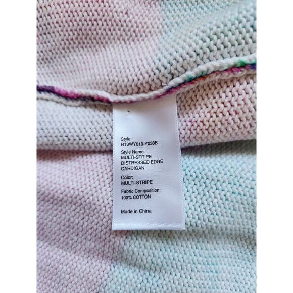 NWOT R13 Distressed Stripe Edge Oversize Cardigan Sweater Size XS Multi #2E405 - Picture 10 of 13